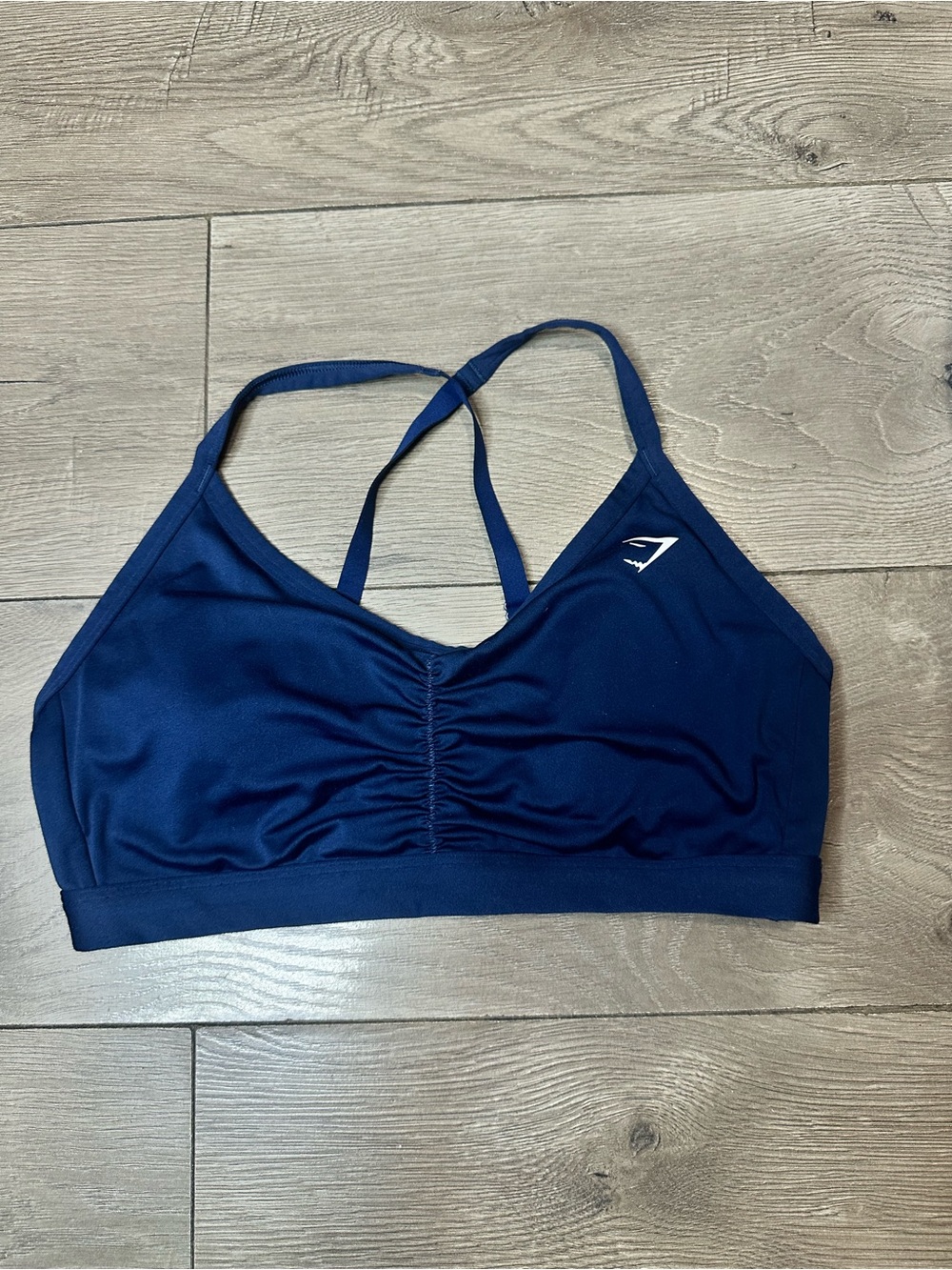 Gymshark Navy Blue Cross-Back Ruched Sports Tank